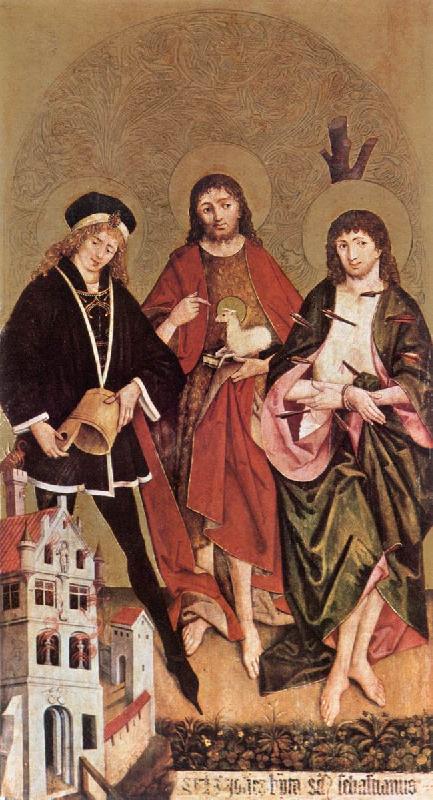 STRIGEL, Hans II Sts Florian, John the Baptist and Sebastian wr oil painting image